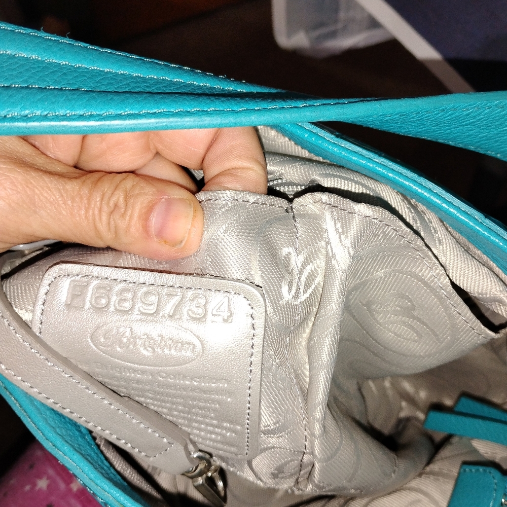 Brighton Cher Shoulder Bag in Teal Croc Embossed Leather Handbag Purse  OBO - Picture 14 of 14